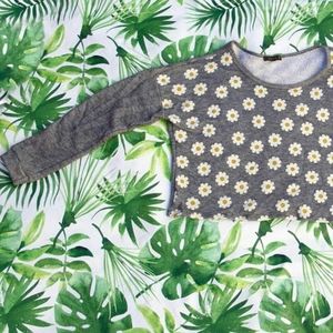grey floral crop top sweater